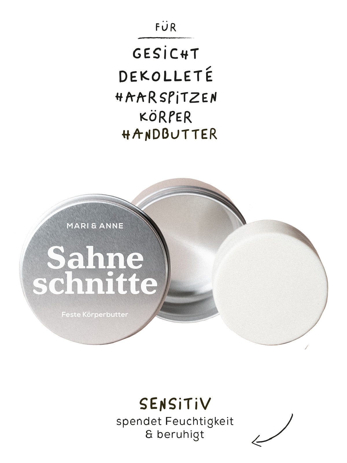 SAHNESCHNITTE SENSITIV — Feste Hand- & Körperbutter "sensitiv"