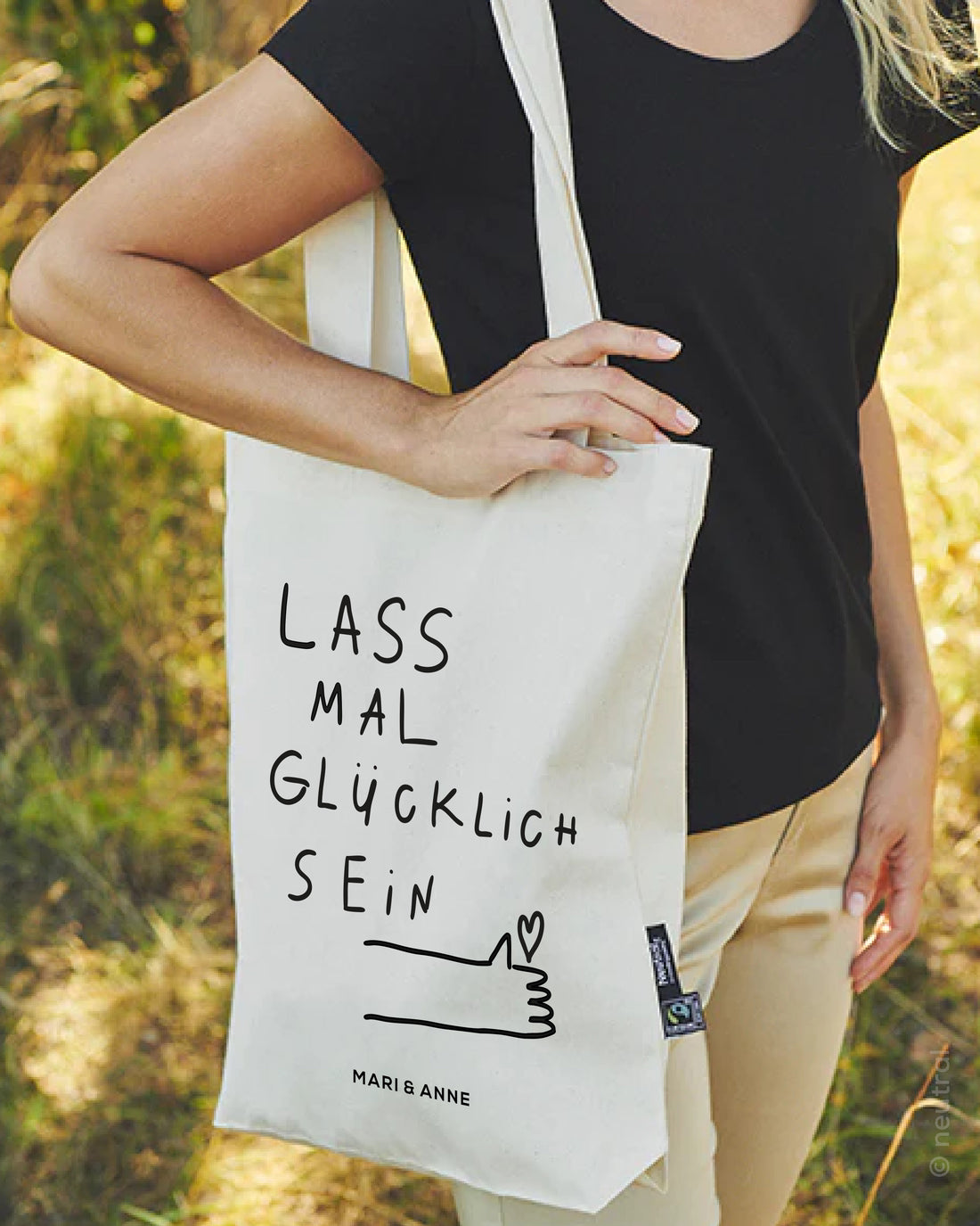 LASS MAL GLÜCKLiCH SEIN — JUTEBEUTEL